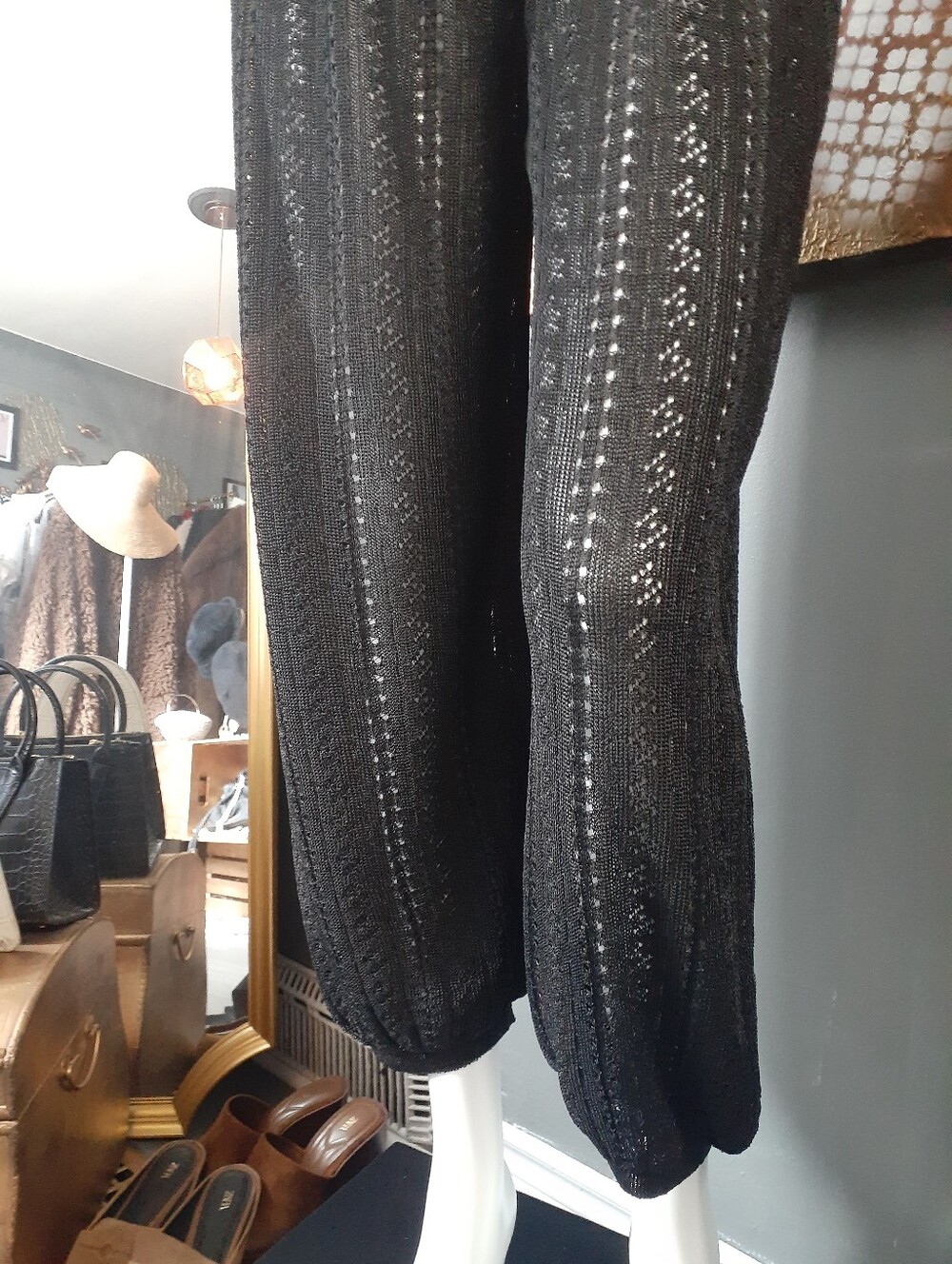 Zara Nwt Black Knit Lace Effect Baloon Cropped Pants - Picture 11 of 16